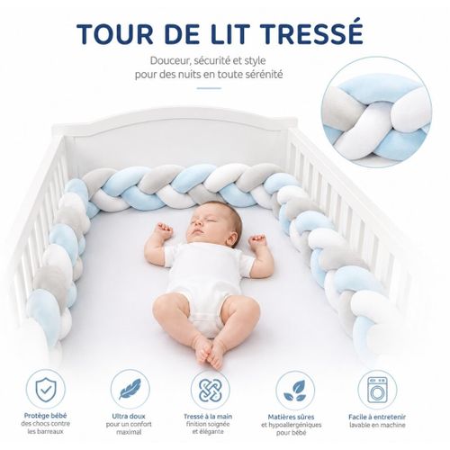 Tour de Lit Tressé Bébé – Protection Douce et Élégante