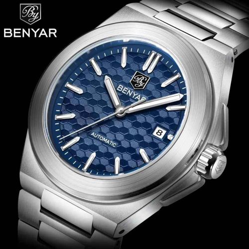 Montre mécanique automatique de luxe pour homme cadran nid d'abeille, boîtier en acier inoxydable, éclairage nocturne