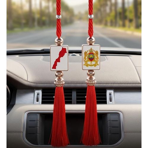 Élégance Marocaine : Accessoire de Rétroviseur Premium – Armoiries & Carte du Maroc
