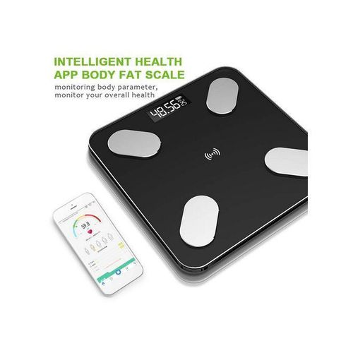 Pèse-personne, balance électronique intelligente Bluetooth, balance multifonctionnelle pour la maison avec Bluetooth et capteurs de haute précision, balance de poids corporel et d'IMC très précise, design arrondi.