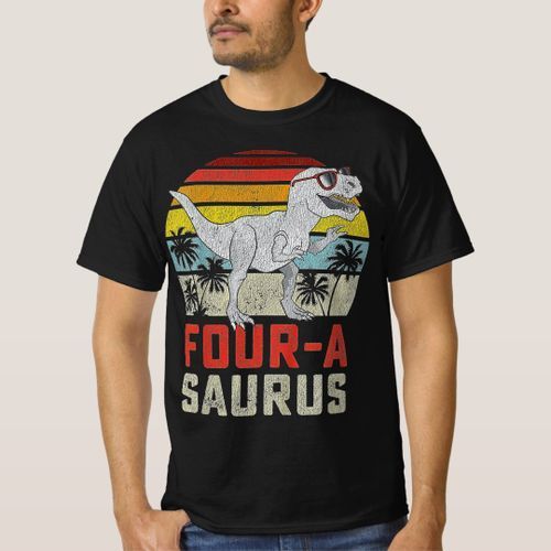 T-shirt Enfants quatre a saurus Anniversaire T Rex 4 ans D