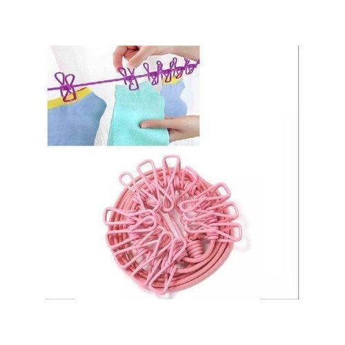 Corde à linge avec 12 pinces, facile à transporter et à utiliser pour un séchage optimal.