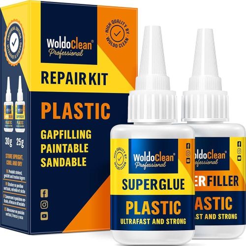 Super Glue 25g extra forte et granulés 30g - pour plastique, séchage immédiat - Made in Germany