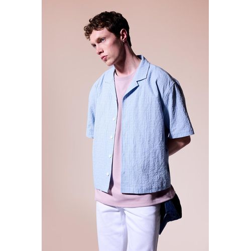 Chemise boxy à col cubain et manches courtes