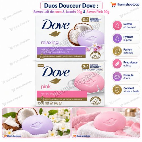 Pack Duo Savons Lait de Coco & Jasmin 90g + Pink 90g