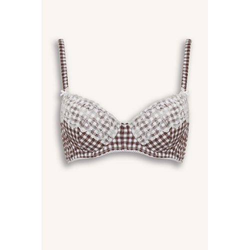 Soutien-gorge en coton rembourré avec armatures et détails en dentelle