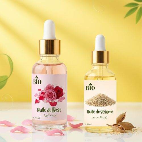 Pack x2 Huile de rose 50 ml et Huile de sesame 30 ml soin douceur corps