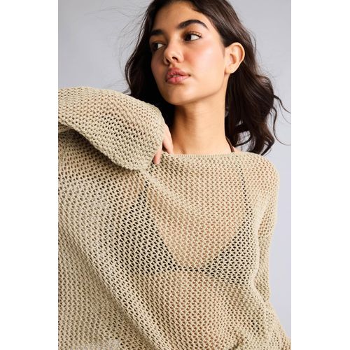 Pull en maille ajourée à col bateau Coupe régulière