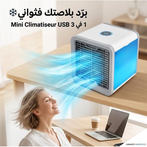 Mini climatiseur portable USB 3 en 1 refroidisseur dair humidificateur ventilateur air cooler de bureau avec lumire LED refroidissement rapide maison bureau