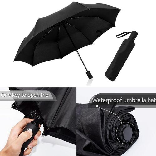 Parapluie de Pluie RST Pliable Noir, Design Moderne et Utilisation Facile