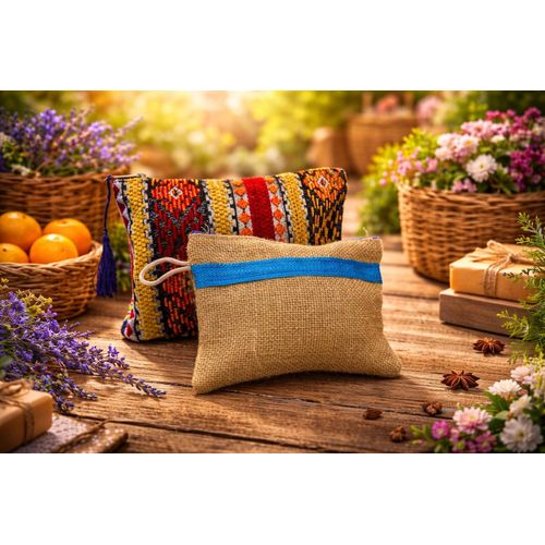 Pochette Artisanale en Tissu – Design Traditionnel – Fait Main