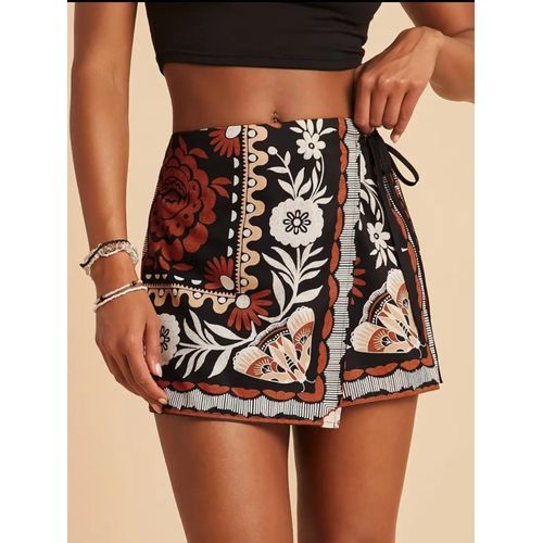 Short Jupe Femme Imprimé Floral – Taille Élastique – Style Bohème Chic