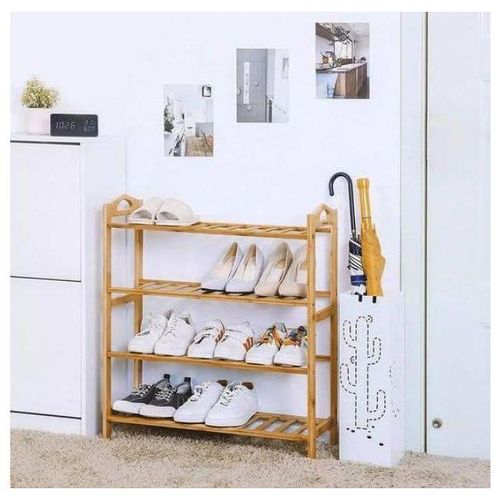 Étagère à chaussures moderne, en bois verticale à 4 niveaux pour la maison, haute et étroite, pouvant accueillir 30 paires de chaussures, plateau en bois, convient à toutes les tailles de chaussures – Entrée et porte d'entrée, intérieur/extérieur