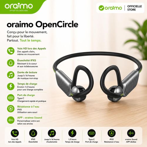 Écouteurs OpenCirclet 2 avec Podomètre IPX5 et 16 Heures d’Autonomie, 2 microphones, OPN-672