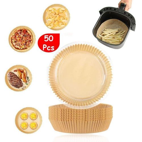Lot de 50 Pièces de Papier de Cuisson Jetable pour Air Fryer – Feuilles Antiadhésives Résistantes à la Chaleur