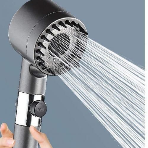 Pomme de douche HAUTE PRESSION + Filtre, Douchette à 3 modes, brosse