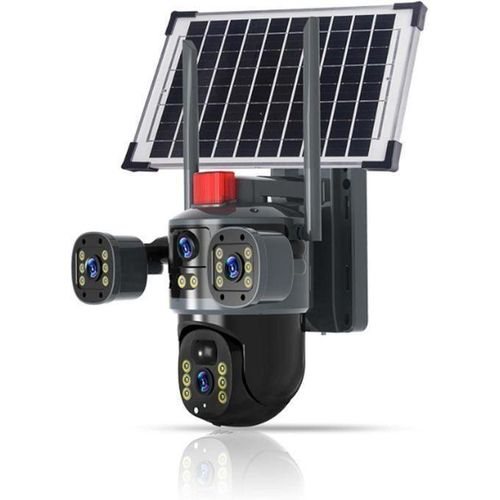 Caméra de surveillance PTZ sans fil WiFi 4K V380 Pro 8MP à énergie solaire, compatible avec carte SIM 4G et caméra CCTV solaire