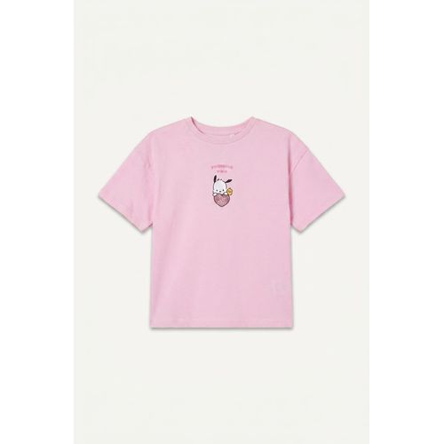 T-shirt lilas Pochacco 100% coton à manches courtes pour bébé fille