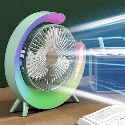 Ventilateur de Table Circulateur dAir Original Wowok Ventilateur de Bureau Silencieux Orientable 180 clairage Nocturne LED RGB Lumineux Rechargeable USB pour Chambre Maison et Bureau