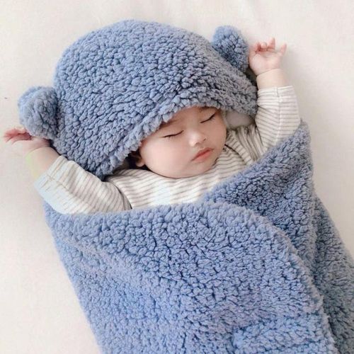 Couverture d’emmaillotage bébé de luxe, polyvalente avec capuche ourson