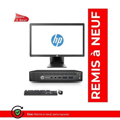 EliteDesk 800 G2 Mini Pentium G4400T RAM 8Go - HDD 500Go + Ecran EliteDisplay E201 - Remis a Neuf