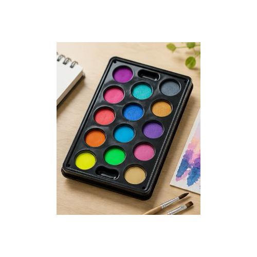 Palette de Peinture Aquarelle Multicolore avec Pinceau – Set de Couleurs pour Dessin, Peinture et Loisirs Créatifs Enfants