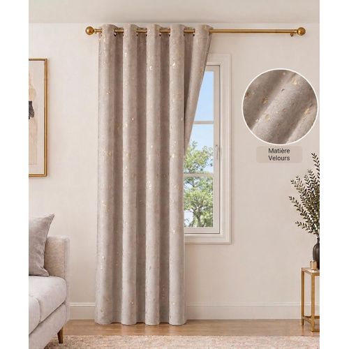 1 panneau de rideaux velours beige 2m x 1.4m