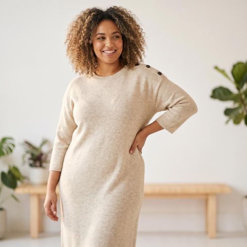 Robe Longue À Boutons - Cream
