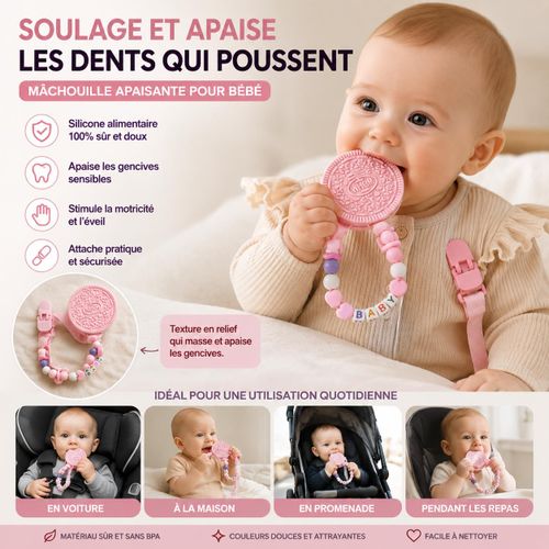 Clip Sucette en Silicone pour Bébé avec Attache Biscuit Oreo – Attache-Tétine Colorée, Légère et Pratique, Design Ludique et Attrayant, Accessoire Bébé Idéal pour Garder la Sucette à Portée de Main