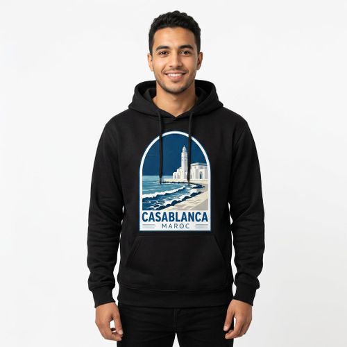 Hoodie noir homme imprimé Casablanca – Style moderne et quotidien