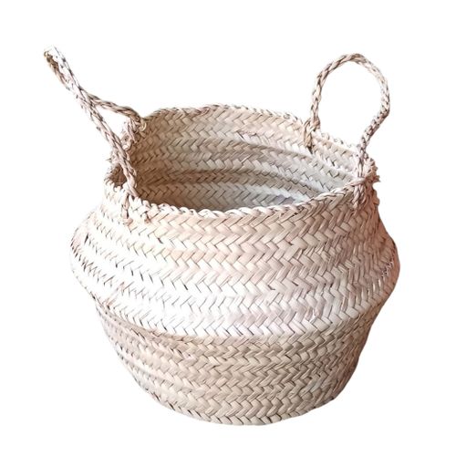 Panier pliable traditionnelle en paille pour le marché, artisanat marocain, fabriqué a la main