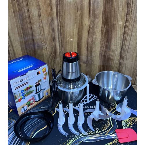 Hachoir Électrique Inox 304 2L 1500W, Hachoir à Viande et Légumes 2 Vitesses, Mixeur et Robot Culinaire Compact pour Cuisine Domestique