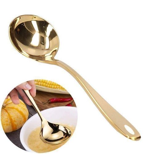 Louche à soupe en acier inoxydable durable, Louche avec poignée Confortable Doré