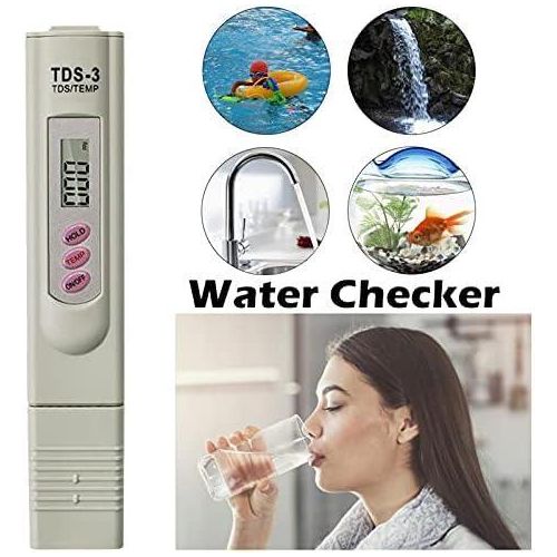 Testeur TDS Numérique de Qualité de l’Eau – Compteur Portable TDS 0 à 9999 ppm avec Mesure de la Température, Contrôleur de Pureté de l’Eau pour Eau Potable, Aquarium, Piscine et Spa
