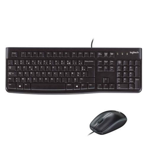 MK120 Combo Clavier et Souris Filaire pour Windows, Souris Optique Filaire, Clavier Taille Standard, Plug-and-Play USB, Compatible avec PC, Ordinateur Portable - AZERTY