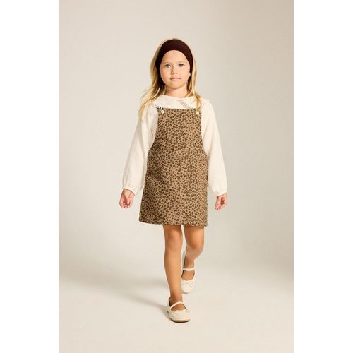 Salopette-robe en twill à motif léopard pour bébé fille