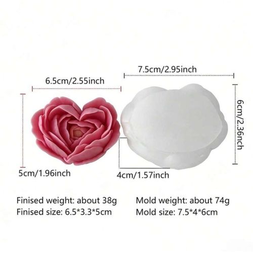 1 pièce Moule de bougie en silicone en forme de fleur en 3D