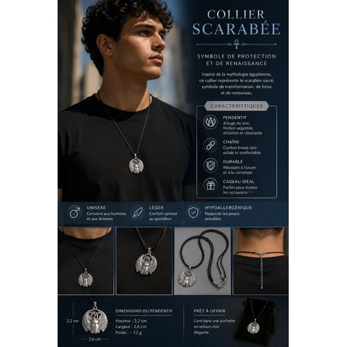 Collier Scarabée Égyptien – Symbole de Protection & Élégance