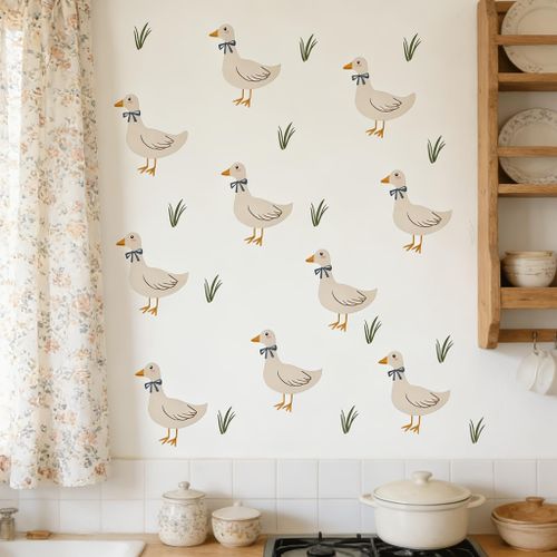 Autocollant mural attrayant canard coloré bohème Feng Shui, convient pour salons, chambres, etc. Autocollant auto-adhésif, imperméable, amovible à usage unique. Autocollant en vinyle à surface mate pour embellir et décorer, adhésif non desséchant.