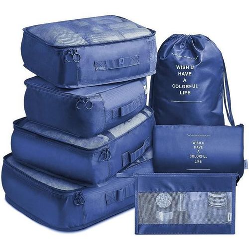 Set de 7 Sacs d'Organisation de Valise et Bagages - Bleu Marine