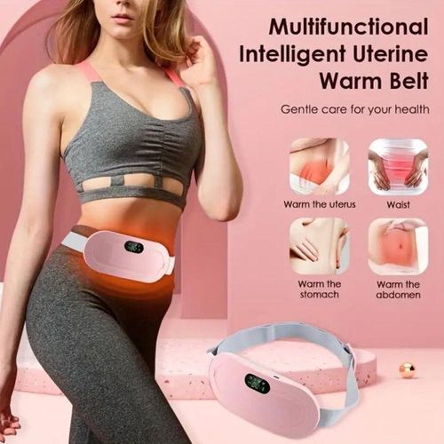 Coussin chauffant sans fil portable avec niveaux de chaleur réglables et modes de massage pour soulager les douleurs menstruelles et dorsales. Ceinture de chaleur à porter autour de la taille pour femmes