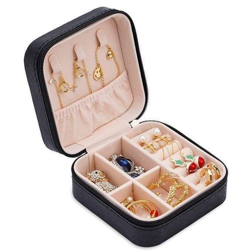 Boîte à Bijoux de Voyage Élégante – Coffret Compact en Cuir pour Bagues, Boucles d’Oreilles, Colliers et Bracelets