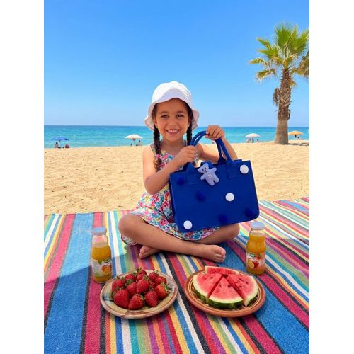 Sac de Plage Enfant avec Pompons Décoratifs