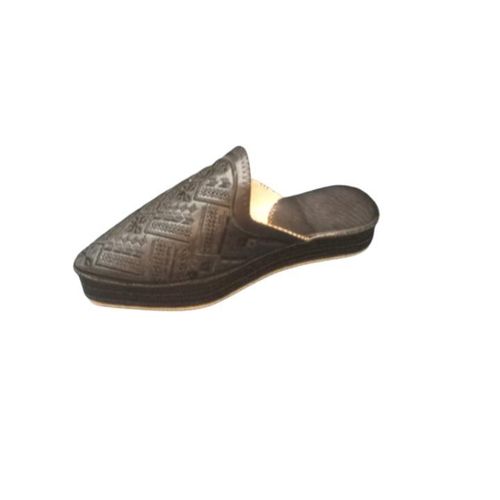Babouche Cherbil Marocain Traditionnel en Cuir pour Femme - Noir