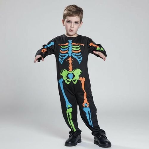 Costume de Squelette Enfant - Combinaison Halloween Multicolore - 1 Pièce