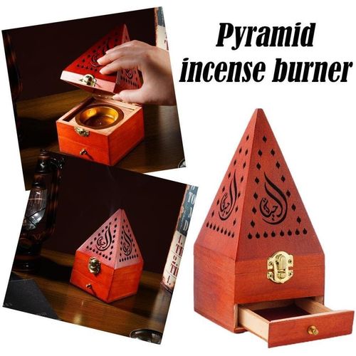 Brûleur d'encens pyramide en bois, mbikhra en bois, bokhour