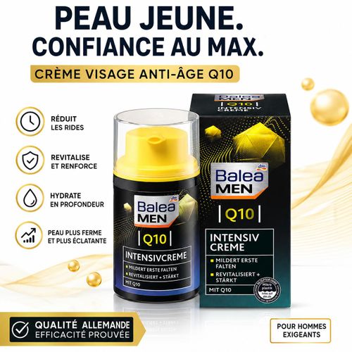 Crème Visage Homme Anti-Âge Q10– Soin Intensif Revitalisant – Premières Rides- 50 ml