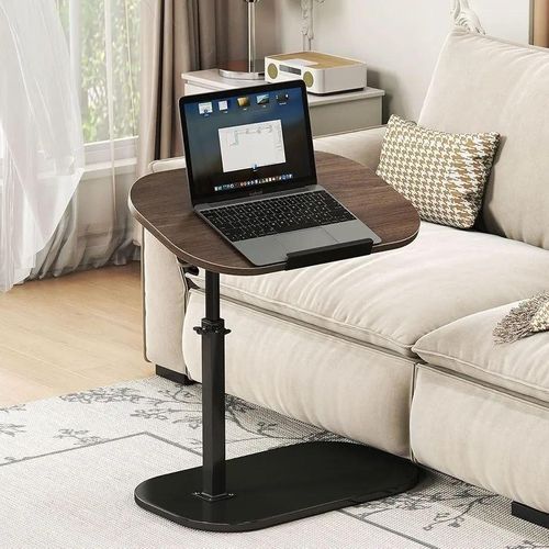 Table d'appoint élégante à Hauteur et angle réglables, Design Contemporain avec Plateau en Bois et Cadre Métallique