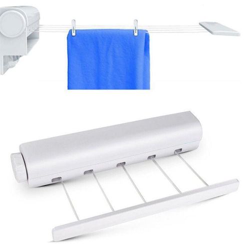 Sèche Linge à 5 Cordes Rétractables Séchoir à Linge Mural Extensible