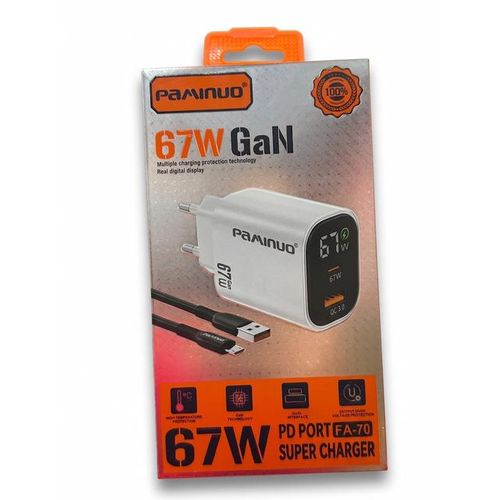 Chargeur Rapide GaN 67W Paminuo FA-70 avec Écran Numérique